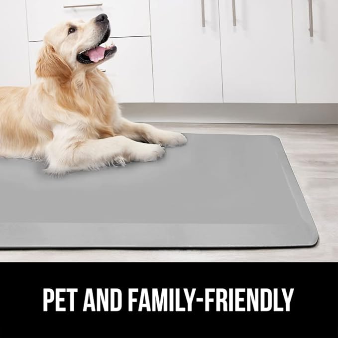 GORILLA GRIP Comfortable Cushioned Kitchen Mats for Floor, Waterproof and Stain Resistant Soft Top, 3/4 Inch Thick Ergonomic Standing Desk Anti Fatigue Mat, Foam Supports Feet, 20x32, Light Gray