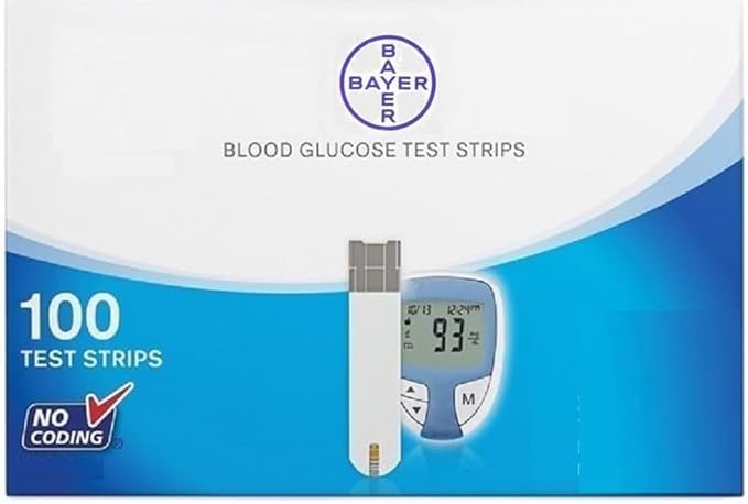 Generic Strips compatible for Bayer Glucose Monitors, 100 Ct