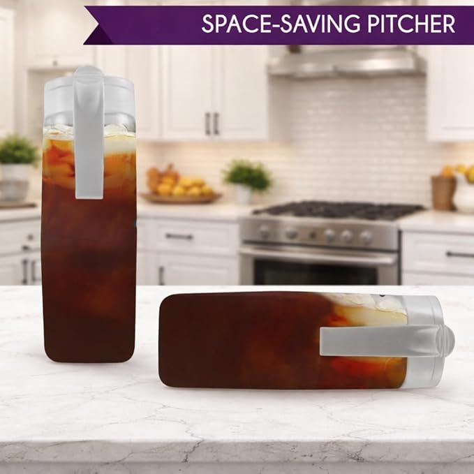 LargePour Airtight Pitcher with Lid, 3.1QT (99oz) – Leakproof Large Water Jug for Tea, Coffee, Juice & More, Top Handle, Locking Spout, Space-Saving, Easy Pour, Dishwasher Safe, Made in Japan