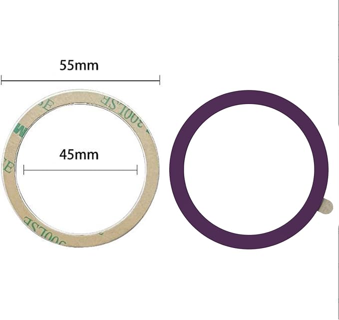 TENOC Universal Metal Ring Sticker for Magnetic Charger Compatible with iPhone/Samsung/Android All Cellphones, Magnetic Mount/Phone Holder Conversion Accessories, 3Pcs, Purple