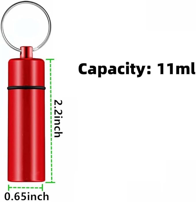 Small Portable Pill Box Keychain Mountaineering Buckle Metal Mini Pill Organizer Case Container for Purse Waterproof Metal Pill Holder Medicine Bottle for Outdoor Camping Travel (4 Pack)