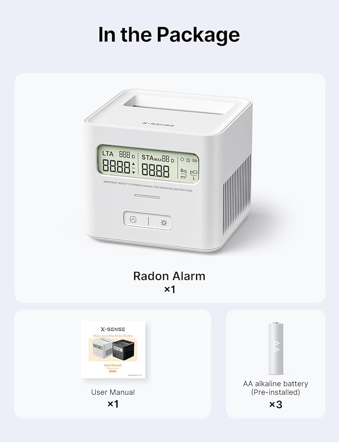 X-Sense Radon Detector for Home, Easy to Use, Zero Lab Fees, No Installation Required, Continuous Monitoring with Clear LCD Screen, XR0A-SR