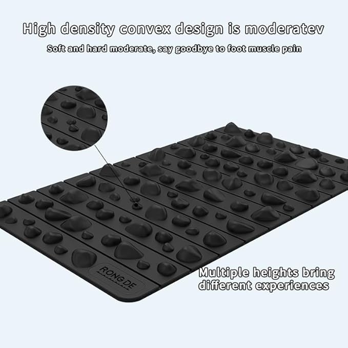 Foot Massage Mat for Plantar Fasciitis & Heel Pain Relief - Non-Electric Acupressure Pad - Office & Home Reflexology Floor Mat - Durable Rubber Foot Pain Relief Mat, 20'' x 11.8 ''