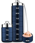 Mossime Metal Travel Pill Organizer, Portable 7 Day Vitamin Organizer Stackable, Waterproof 1 Times A Day Pill Box, Large Pill Container, Daily Medicine Organizer for Vitamin, Fish Oil, Supplement