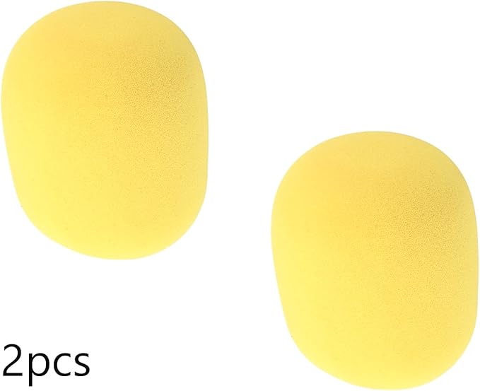 Fielect 2Pcs Microphone Cover Sponge Foam Mic Cover Handheld Microphone Windscreen Shield Protection Micro Foam Filter Yellow for KTV Broadcasting