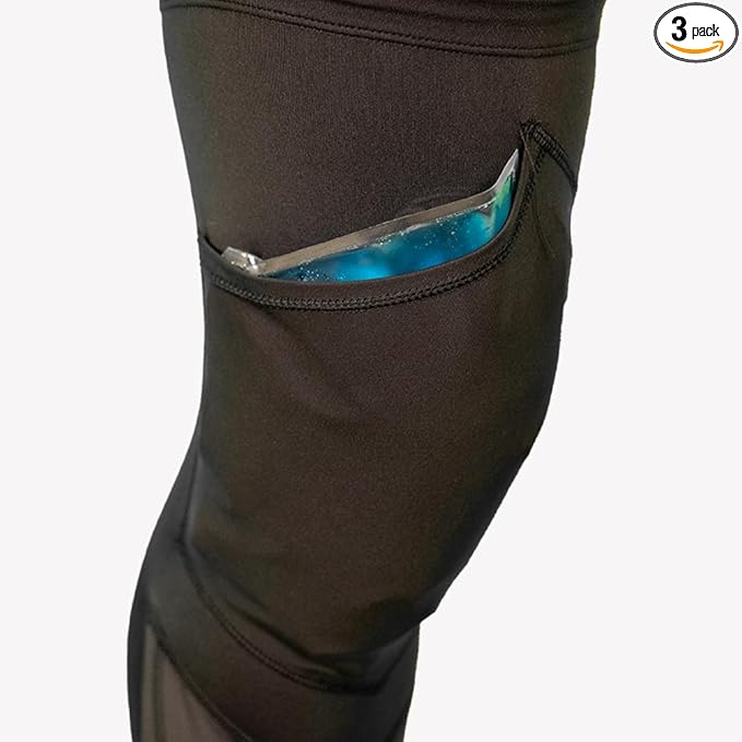 Ice-Gel Pack Compression Knee Sleeve – Custom Pockets & 2 Reusable Gel Packs for Knees & Shins, Workout-Friendly Support(Medium - Large)