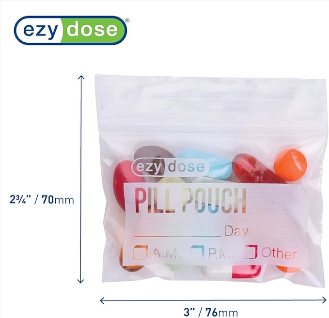 Ezy Dose Pill Packs, Pill Organizer Pouches, 100 Count | Disposable | Pack of 2