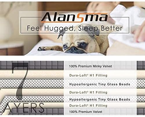 ALANSMA Reversible Weighted Blanket for All Season, Luxury Velvet, Warm and Cool, Adult 5Lb Blue Weighted Blanket, Enjoy Sleeping Anywhere(Blue,36"x48" 5lbs)