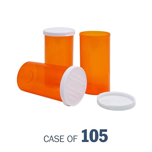 Ezy Dose Pill, Medicine, Vitamin Container & Vial, 40 Dram Storage, Snap Cap (Case of 105)