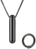 Extended Small Pill Box Necklace Black Titanium Mini Pill Case with Necklace Chain Tiny Pill Case for Men Waterproof Pill Holder Emergency Aspirin & Nitro Pill Container