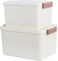 Saim Portable Medicine Storage Box for Home & Travel, First Aid Organizer with Handle, Large Capacity Stackable Container for Medical Supplies and Pills (Creamy White, 10L&16L)