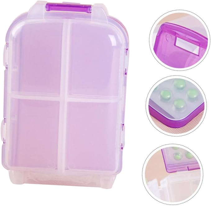 NOLITOY 1pc Three-Layer Portable Folding Pill Box Compact Travel Case for Medications Plastic Capacity Convenient Organizer for Vitamins and Daily Use