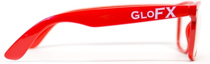 GloFX Ultimate Diffraction Glasses - Red - 3D Prism Rainbow Effect - Great Edm, Festival, Concert, Fireworks, Christmas Lights, and Rave Accessory - Red Frames