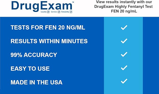 20 Pack - DrugExam Urine Drug Test Testing Strip. Testing for FYN 20 ng/mL. Highly Sensitive, Instant Results. Made in USA. (20)