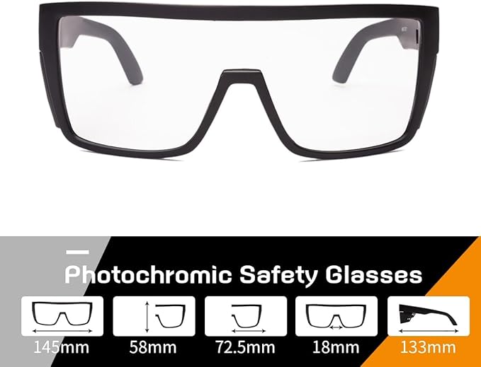 Transition Photochromic Safety Glasses For Men Women Wrap Around Safety glasses with Anti bluelight UV Protection