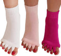 AIBEARTY 3 Pairs Yoga Sport Gym Five Toe Separator Socks Foot Massage Toeless Socks