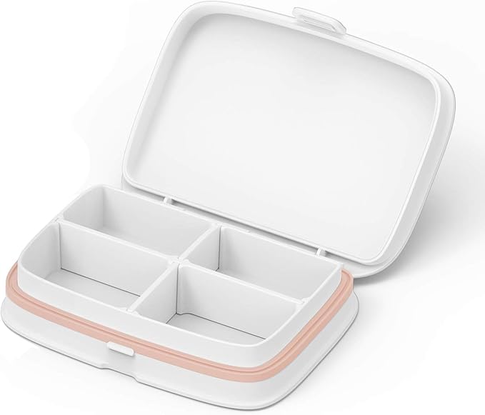 Slim Pill Case - Portable Pill Organizer with Removable Compartments - Leakproof Pill Holder for Daily Medication