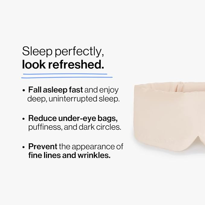 Dore & Rose Deep Sleep Mask Light Blocking, 23 Momme Mulberry Silk Eye Mask, Ultra Soft, Adjustable - Travel Sleeping Mask for Men & Women (Champagne)