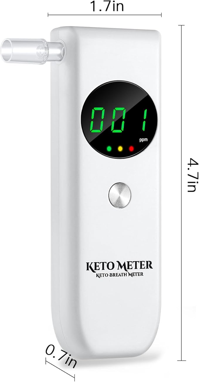 Ketone Breath Analyzer for Testing ketosis - Professional Ketone Breath Monitors Tester Portable Breath Ketosis Meter Home Ketone Breath Tester with 10 Mouthpieces -Monitor Your Ketosis Status