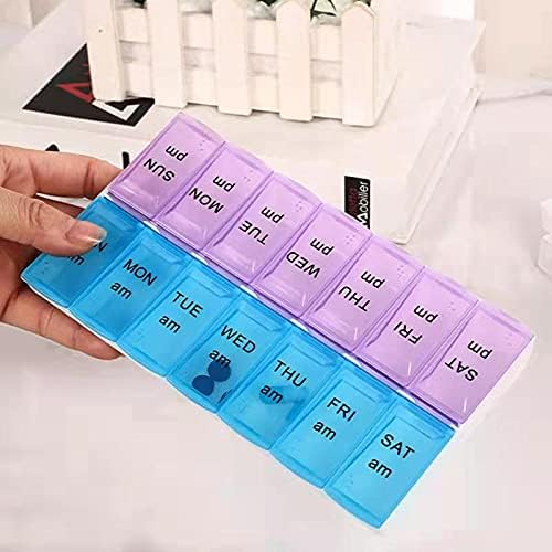 SJK Pill Organizer 2 Times a Day, Weekly Pill Box 2 Per Day, AM PM Pill Case, Day Night Pill Container 7 Day, Vitamin Case Twice a Day