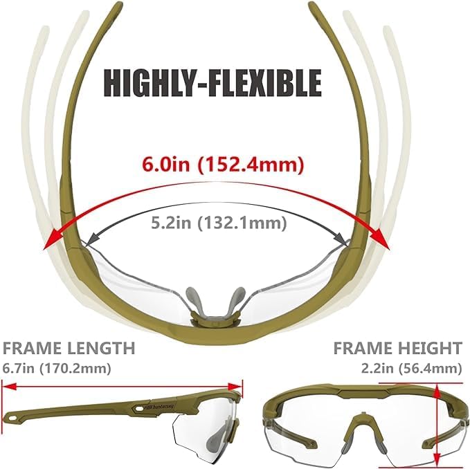 HTS HUNTERSKY Ballistic Tactical Shooting Glasses ANSI Z87+ UV400 Protective Eyewear