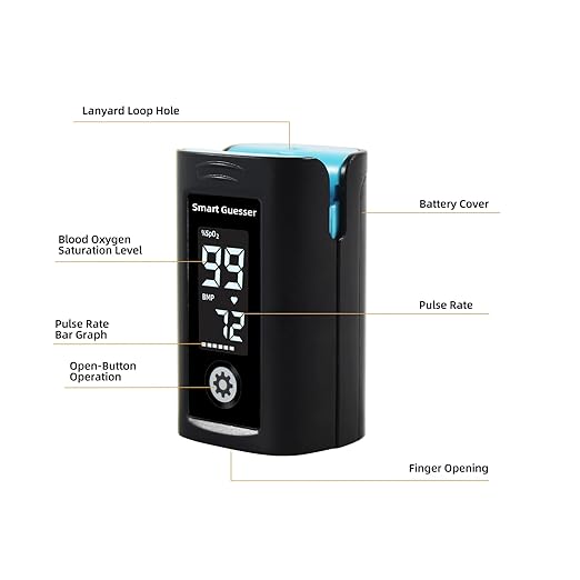 Pulse Oximeter Fingertip Blood Oxygen Saturation Monitor, Heart Rate/Spo2 Oximeter with LCD Screen, AAA Batteries, Lanyard And Protection Bag, Black
