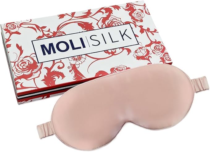 Luxury 22 Momme Mulberry Silk Eye Mask for Women Men Blindfold with Elastic Strap,100% Pure Silk Travel Eye Covers Light Blocking Lightweight Cooling Soft Night Eyeshade Sleep Masks,Pink