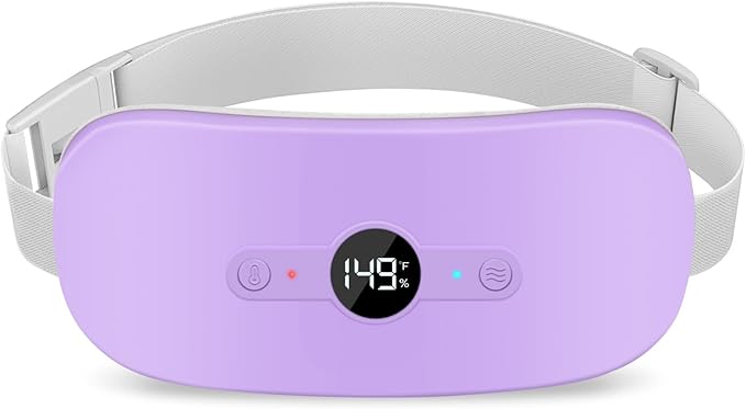 NOWWISH Heating Pad for Period Cramps Pain Relief, Portable Electric Cordless Menstrual Heating Pad Rechargeable with 6 Heat Levels and 6 Massage Modes, Christmas Gifts for Women Teen Girls, Purple