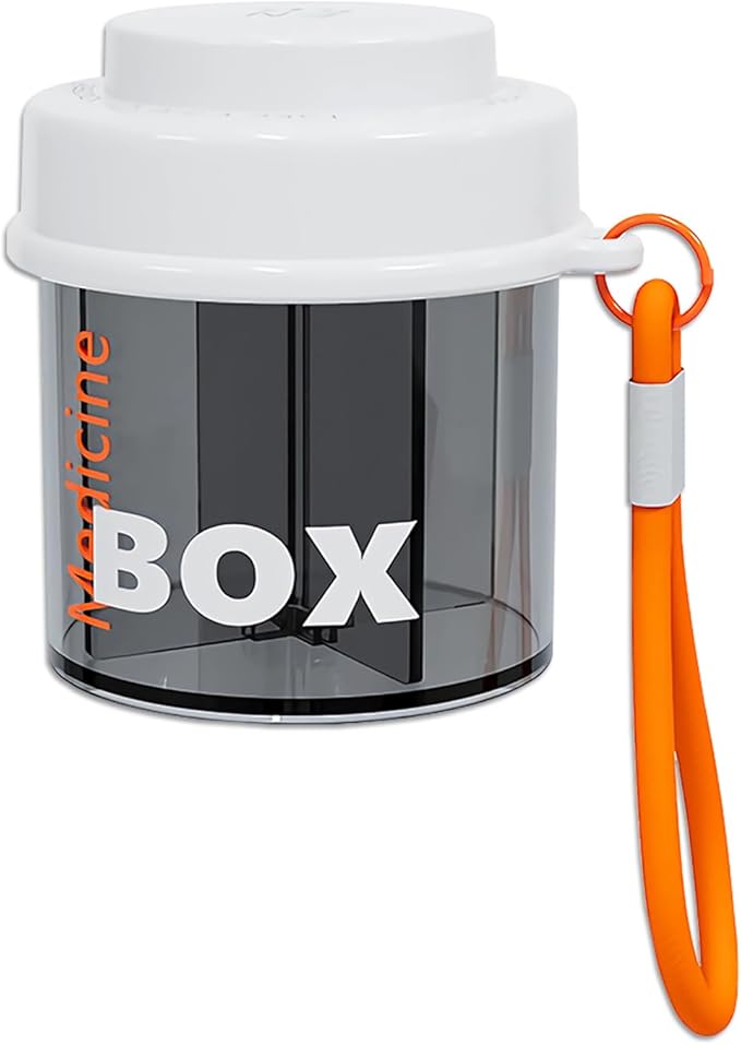 Pill Dispenser,Portable Supplement Organizer Bottle with Anti-Mixing and Wide Openings Design(Orange)