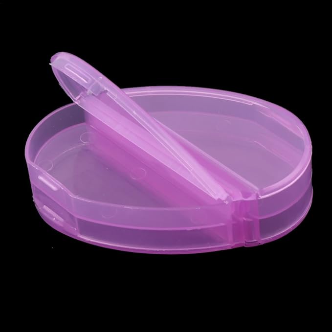 uxcell® Plastic Family Heart Shaped 4 Compartments Capsule Pills Storage Box Case Purple