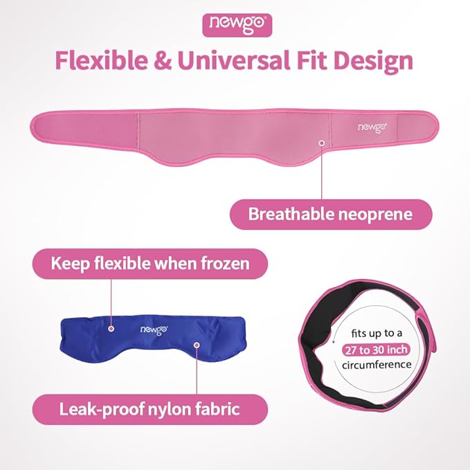 NEWGO Headache Ice Pack Head Wrap for Migraines and Ice Pack Eye Mask Cold Compress Reusable Hot Cold Therapy