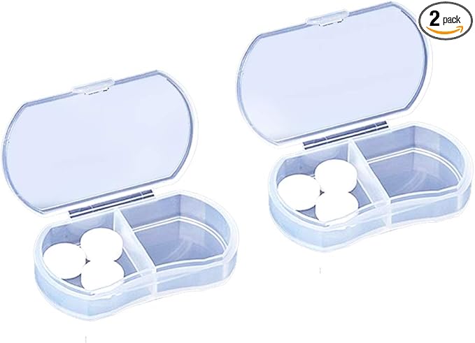 2PCS Pill Case Organizer, Daily AM & PM Containers, Medicine Holder, Ideal for Medication, Vitamin, Supplement, Perfect for Travel, Ideal for Purse (White)