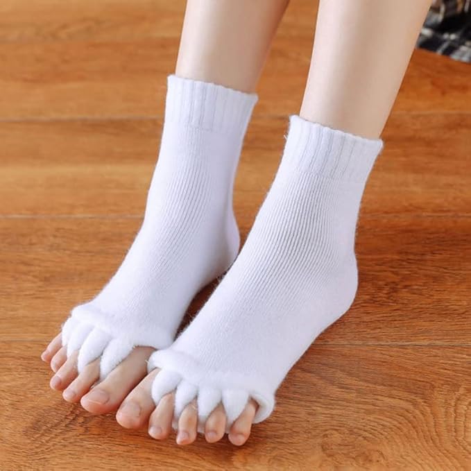 AIBEARTY 3 Pairs Yoga Sport Gym Five Toe Separator Socks Foot Massage Toeless Socks