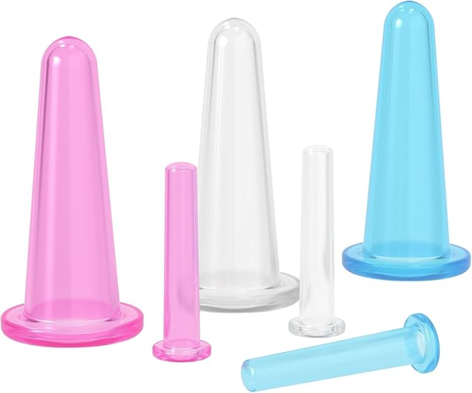 4 Pcs Face Cupping Set, Facial Cupping Set for Face and Eye Massage, Silicone Massage Vacuum Anti Aging Beauty Tool Facial Eye Care (2 Small + 2 Large) (Pink)