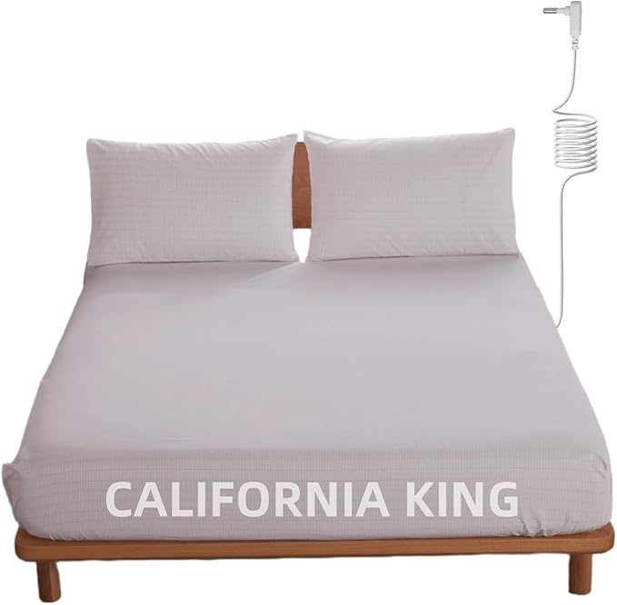 OKOHEY Grounding Fitted Sheets with 15ft Earthing Cord, California King Size, 90% Organic Cotton + 10% Silver Fiber, Soft & Breathable Grounded Sheet for Better Sleep and Enhanced Wellness, White