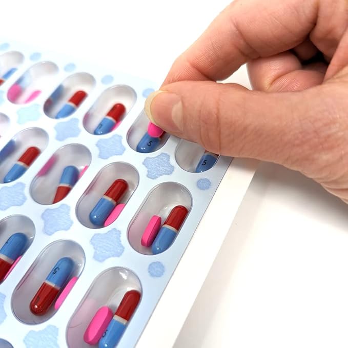 Monthly Pill Organizer Cold Seal Medication Blister Cards – DIY Pharmacy Pill Packaging for Medication, Disposable, Easy to Use, Just Fill and Seal (31 Day-6 Packs)