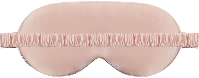 Luxury 22 Momme Mulberry Silk Eye Mask for Women Men Blindfold with Elastic Strap,100% Pure Silk Travel Eye Covers Light Blocking Lightweight Cooling Soft Night Eyeshade Sleep Masks,Pink