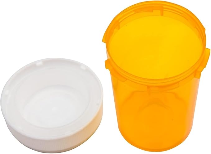 Empty Plastic Medicine Pill Bottles with Child Resistant Caps, 20 Dram Amber Plastic Vial Travel Pill Case Organizer, Pack of 12 (20 Dram)