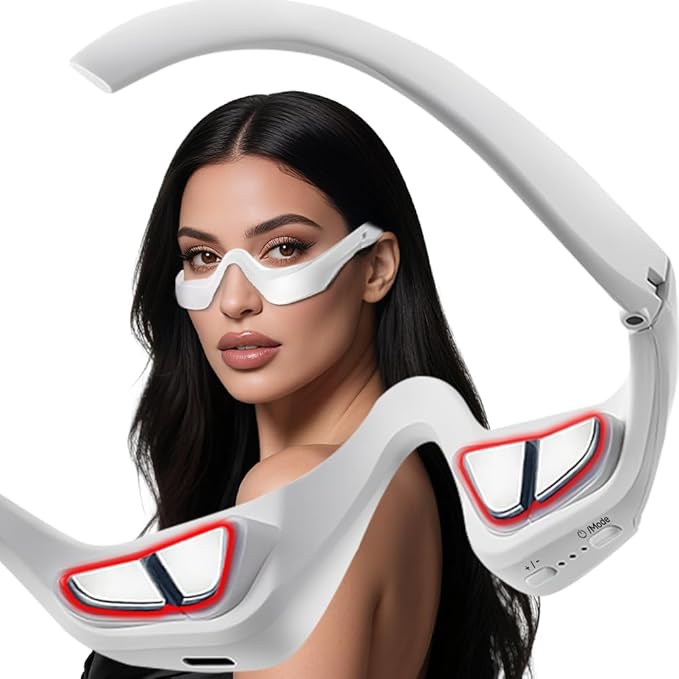 Under-Eye Red Light Therapy Device with Microcurren, 3D Contour Eye Massager for Dark Circles, Eye Bags & Wrinkles, Rechargeable Under Eye Treatment Device for Puffiness and Fine Lines