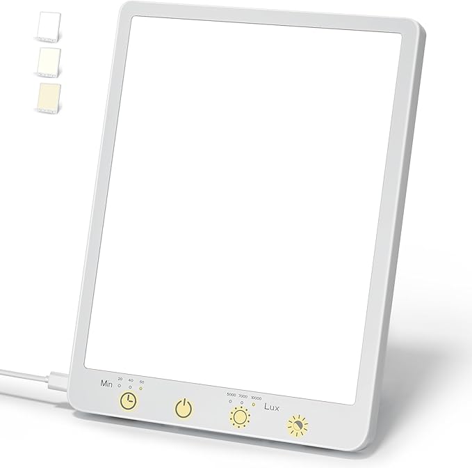 Light Therapy Lamp - 10000 Lux 3 Color Temperature & Wall Mount Therapy Light, Touch Control Daylight Lamps with Memory Function for Home/Office Use As Lift Mood.