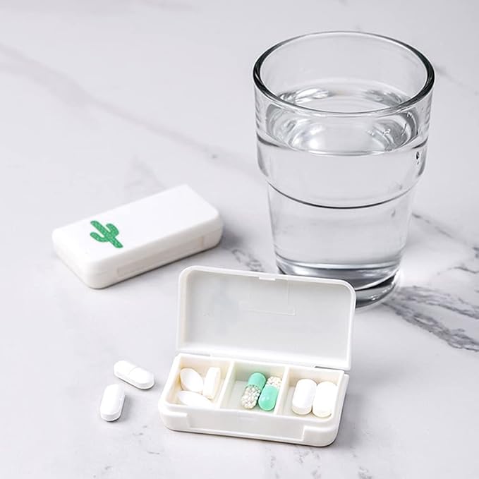 Daily Pill Box Case Waterproof Medicine Organizer Vitamin Holder Mini Pill Medicine Container for Travel Use -3 Compartments-Pineapple
