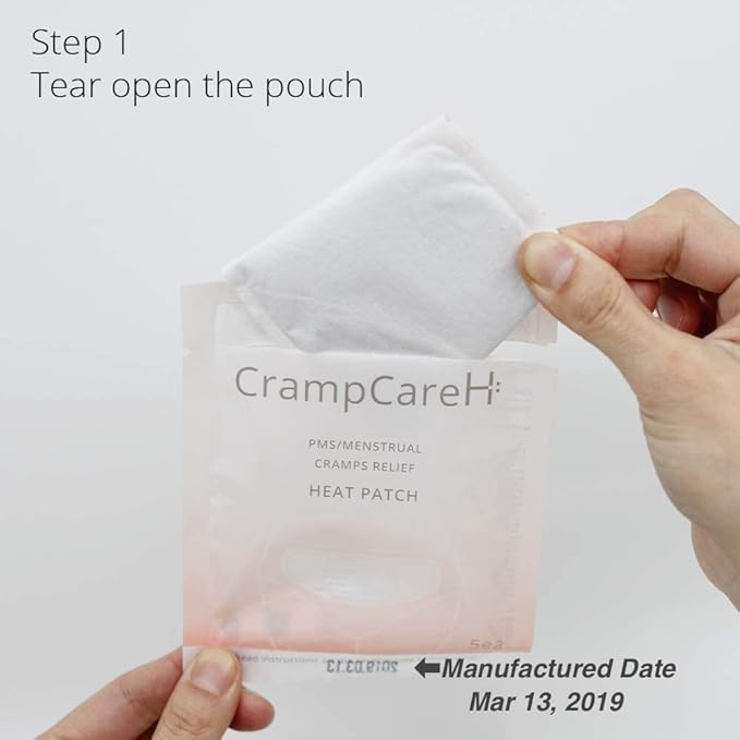 (5 Patches) CrampCareH PMS/Menstrual Cramps Relief Heat Patch with Wide Wings, FDA Registered
