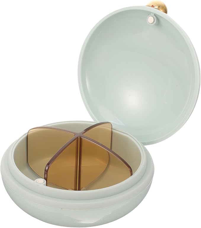 Totority Pill Organizer Travel Case, 4-Compartment Small Medicine Holder with Lock Lid, Portable Pillbox for Purse, Pocket, Outdoor Activities, Leak-Proof & Compact Design