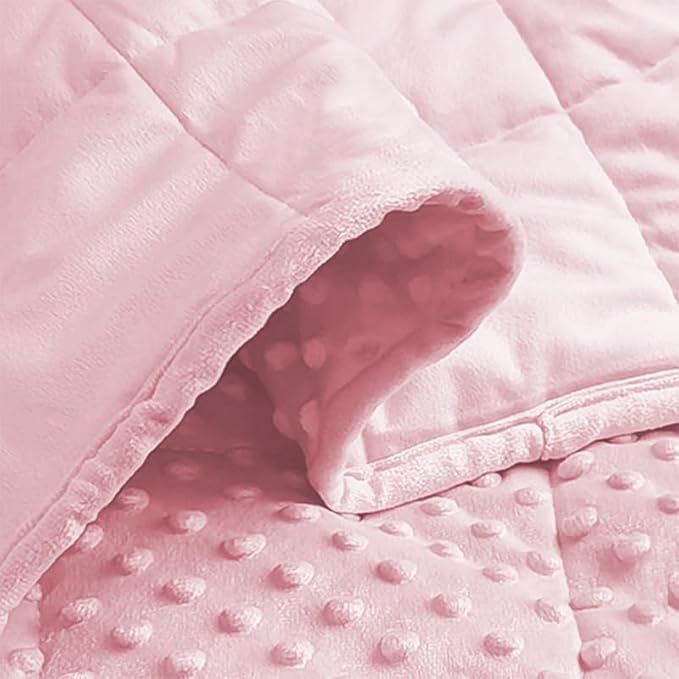ALANSMA Reversible Weighted Blanket for All Season, Luxury Velvet, Warm and Cool, Adult Kids 15Lb Weighted Blanket, Enjoy Sleeping Anywhere(Pink,60"x80" 15lbs)