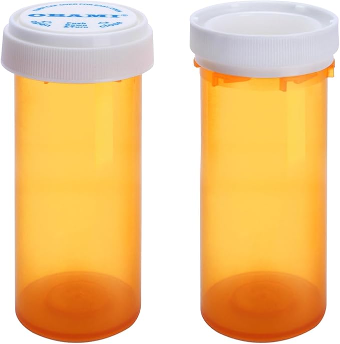 Plastic Empty Pill Bottles with Double Sided Use (Child Resistant & Easy Open) Caps - Medicine Container Pill Case Dispenser Organizers (30 Dram, 12pcs)