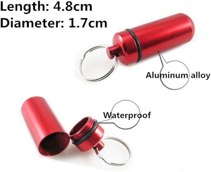 Portable Pill Box Keychain Aluminium Alloy Mini Pill Organizer Case Container for Purse,Waterproof Metal Pill Holder Medicine Bottle for Outdoor Camping Travel