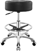 Rolling Stool for Shop Work Medical Tattoo Salon Lash,Heavy Duty Esthetician Hydraulic Chair Stool with Wheels (Black,with Foot Rest)