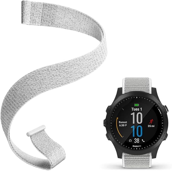 Strap Compatible with Garmin Forerunner 965/955/945/935，22mm Replacement Watch band - Woven Nylon with Hook-And-Loop