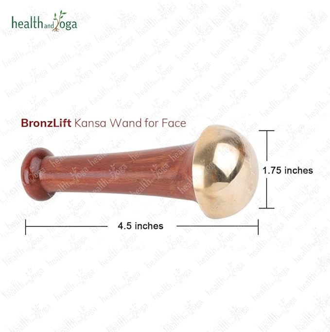 SoulGenie HealthAndYoga™ BronzLift Kansa Face Massager and Kumkumadi Face Oil Trial Vial - Kansa Wand Ayurveda Benefits of Bronze - Skin Lustre (Single Dome)