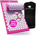 Bed of Nails Mat and Pillow Set – Original Bon Acupressure Design with 10962 Precision Nails, Mat: 28.5 x 16.5 x 1", Pillow: 14.5 x 6 x 4", Pink